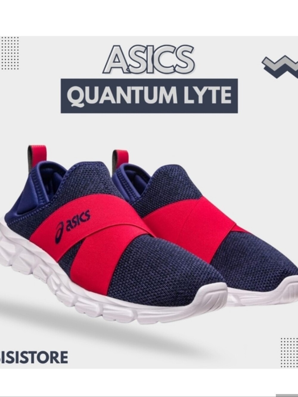 ASICS Men's Quantum Lyte Slip-On Blue & Red Sneaker Breathable Sportstyle Size 8